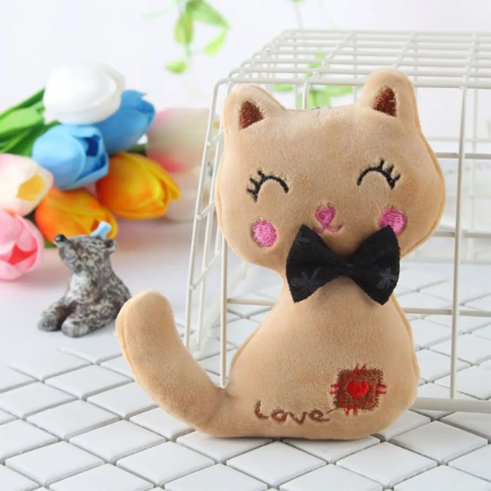 12cm Wedding Ornaments Gift Cat Children Kid Stuffed Animal Plush Toy Key Chain Bag Pendant