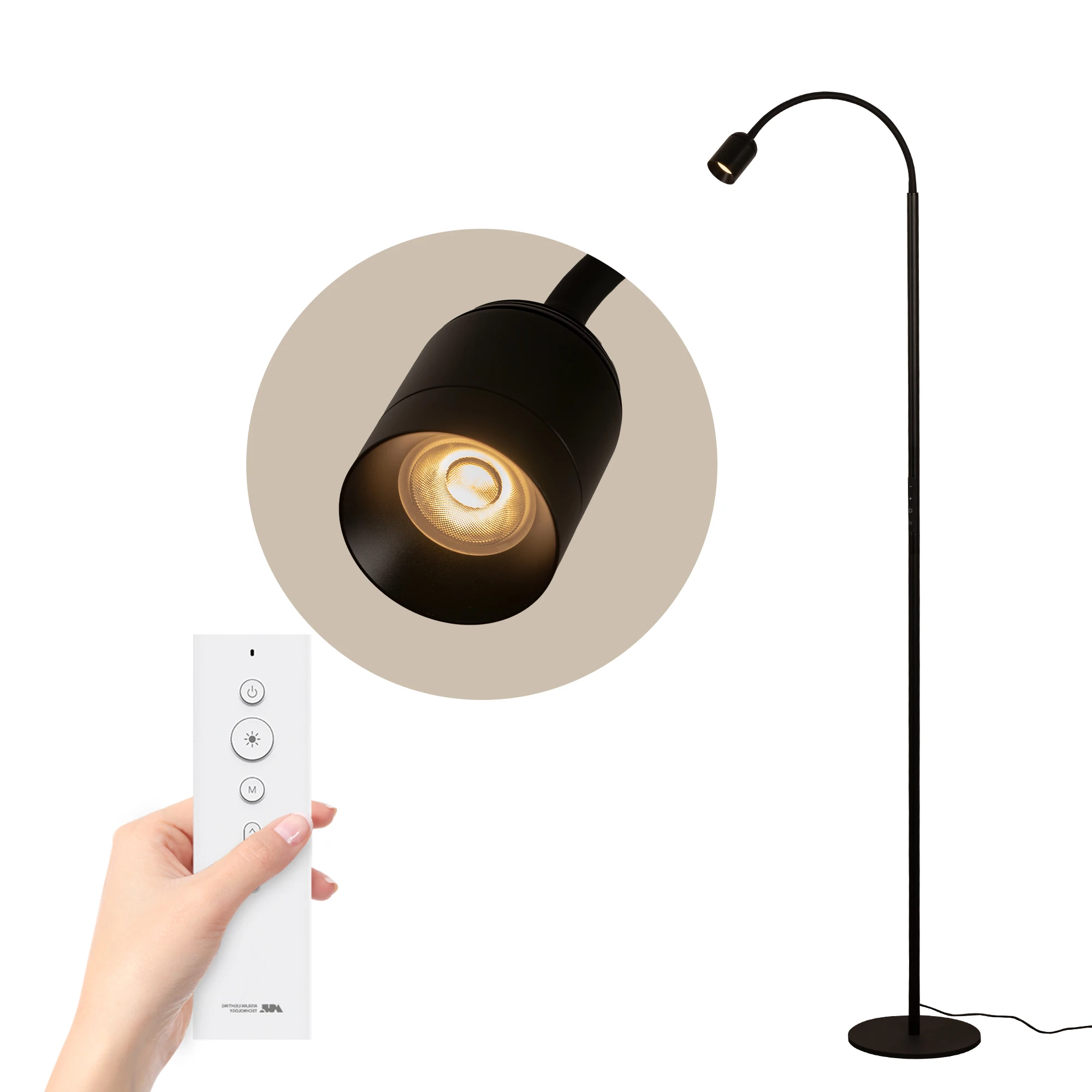 

Aisilan Modern Reading Floor Lamp Adjustable Lamp Head CCT Dimmable anti glare with remote for Living Room, Bedroom, Office