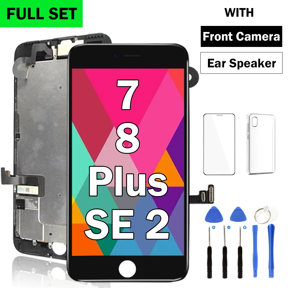 NEW Complete Screen For iPhone 7 8 Plus 7P 8P SE 2020 LCD Display Full Set Assembly Touch Digitizer Replacement+Front Camera