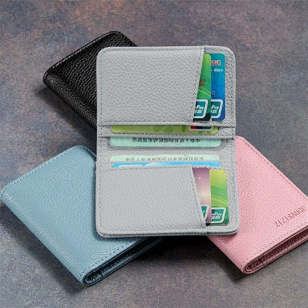 

Ultrathin Multi-card Slot Solid Portable Leather Card Case Universal Bank Credit Card ID Bus Card Holder Travel Organizer Wallet