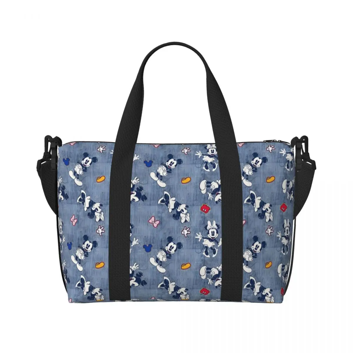 

Custom Mickey Mouse Tote Bag for Women Big Capacity Classic Cartoon Movie Pattern Beach Gym Travel Bags