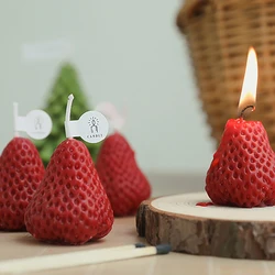 1/4Pcs Strawberry Candles Mini Decorative Aromatic Wax Candle Scented Candle for Home Bedroom Wedding Party Xmas Gifts