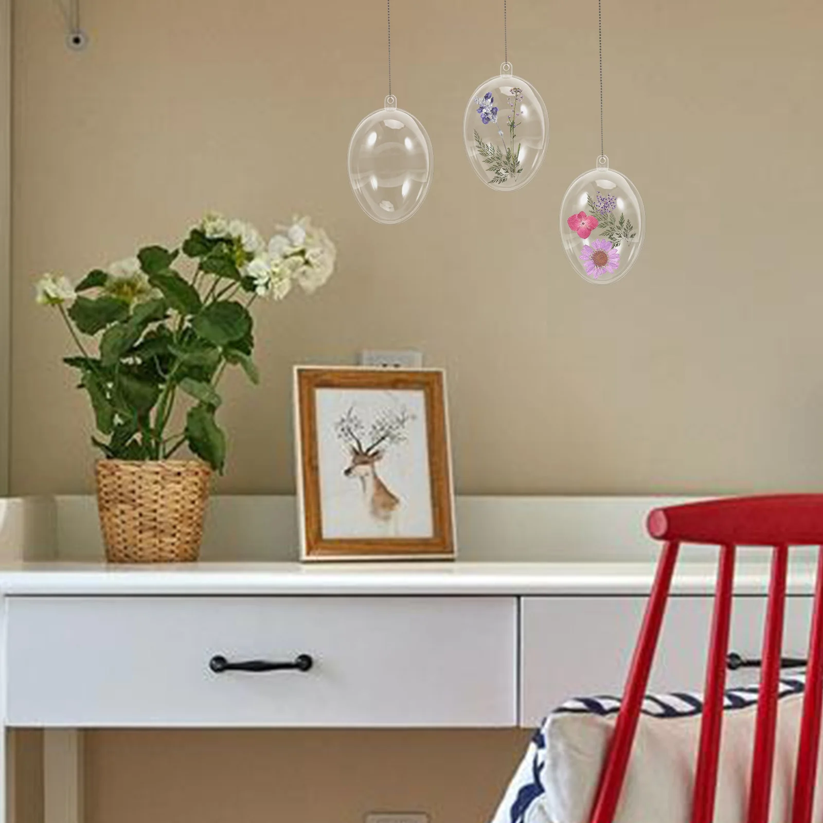 

10Pcs Acrylic Fillable Ball Pendants Eternal Flower Hanging Decor for Christmas Tree Holiday Wedding Party Home Decoration