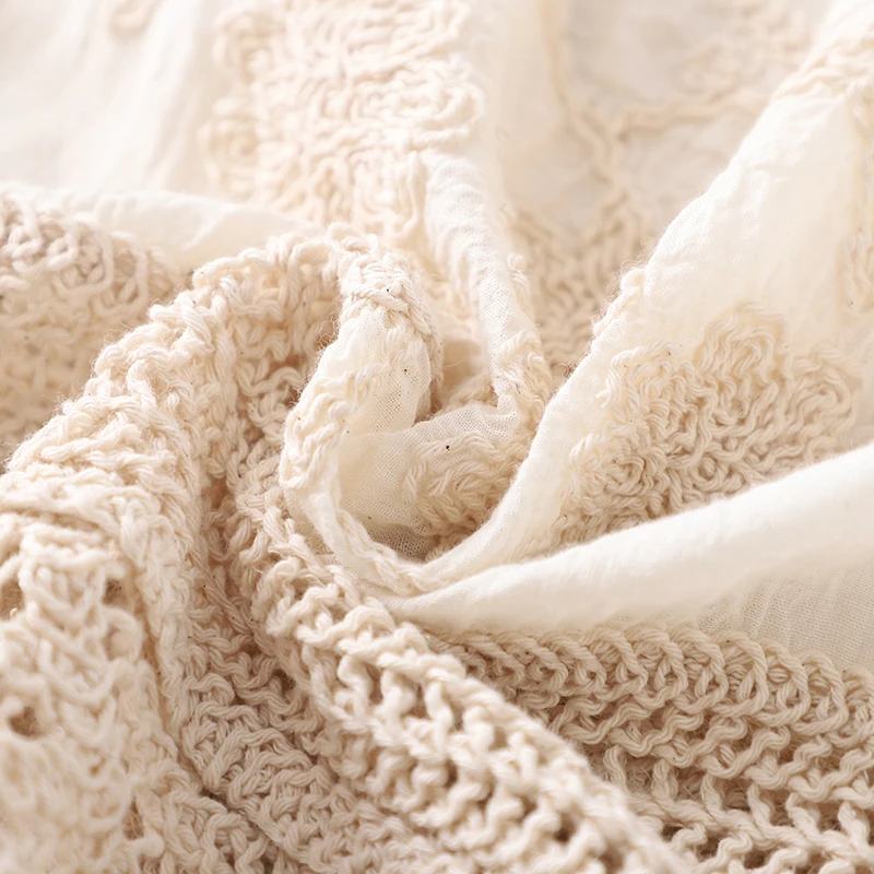 Uniwersalna kamizelka damska z bawełny i lnu, dzianinowa, retro, ażurowa, z koronkowym haftem, letni top na ramiączkach.