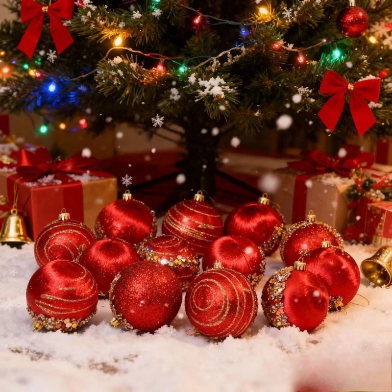 12pcs 6CM Christmas Ball Set Shatterproof Delicate Christmas Tree Decoration Pendant Creative Waterproof Hanging Ornament