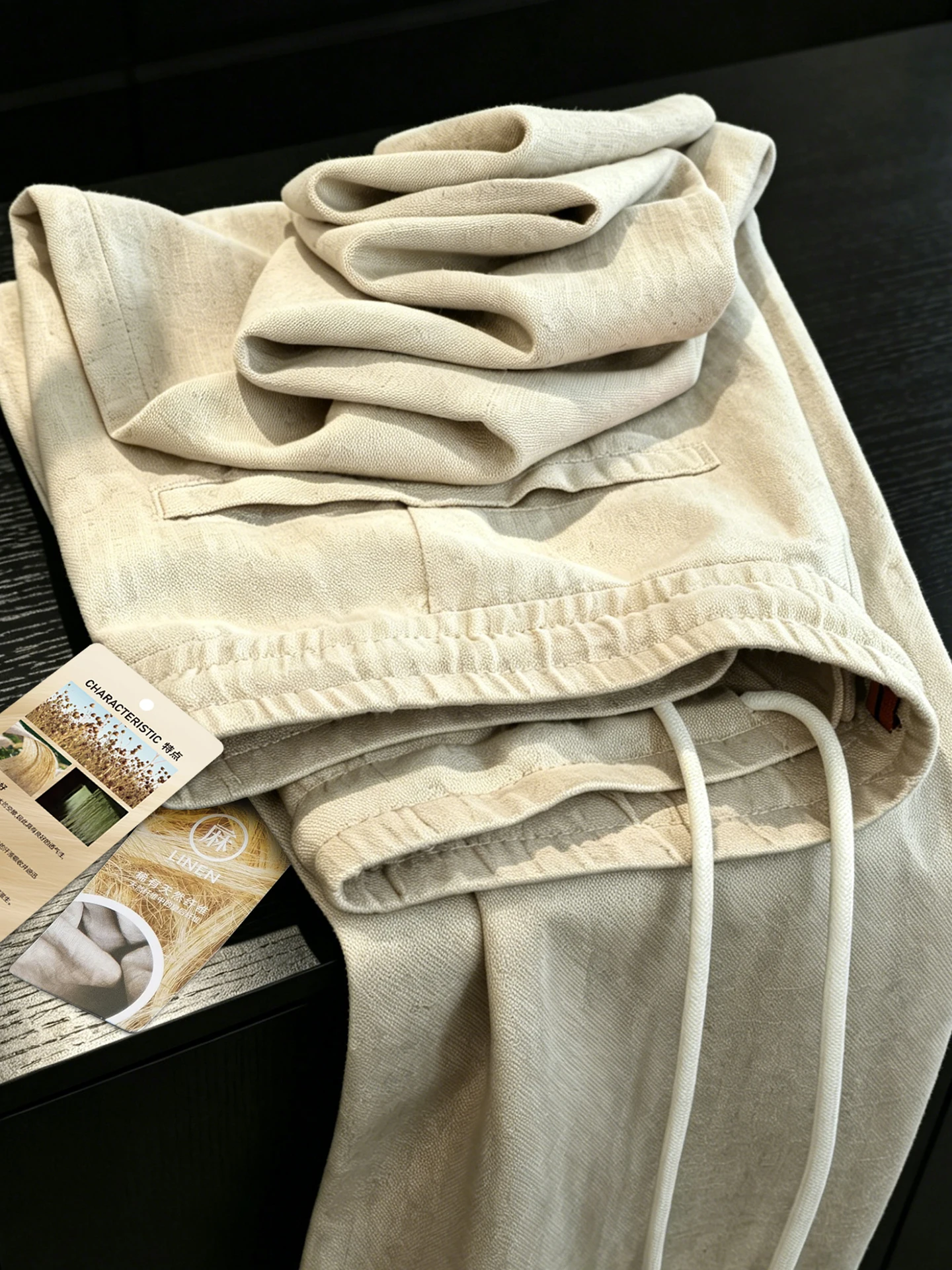 

Men's Linen Casual Pants Summer Thin Breathable Loose Straight Leg Long Trousers Casual Style Comfortable Fit Fashionable