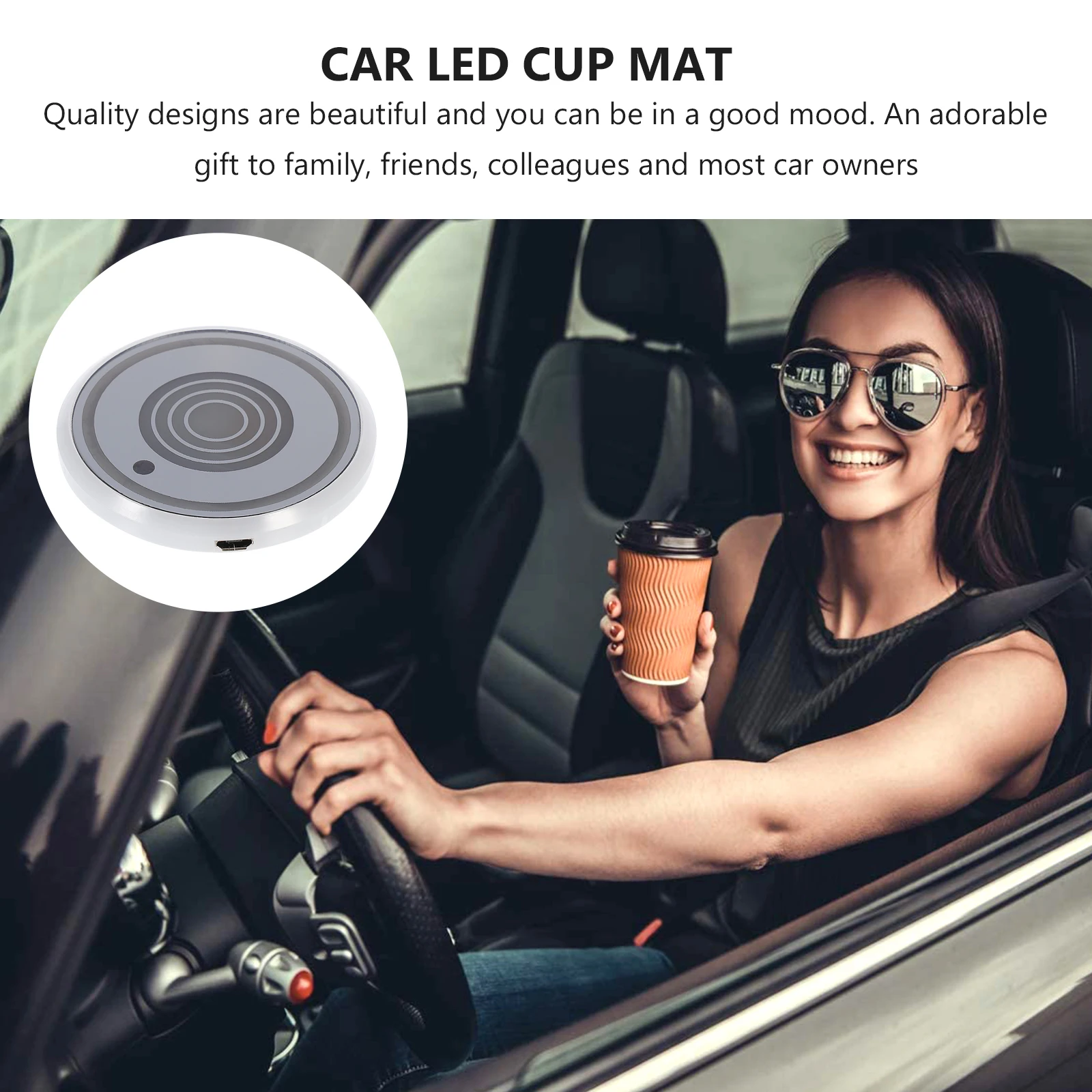 

Water Coaster Car Interior Cup Luminous Coaster For Car Holder Lights Luminous Acrylic USB Charging Colorful Mat for Drink