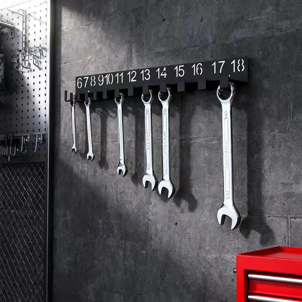 Metal Heavy-Duty Magnetic Tool Organizer Rack - Wall-Mounted Metal Garage Storage System with Numbered for Screwdriver, Wrench