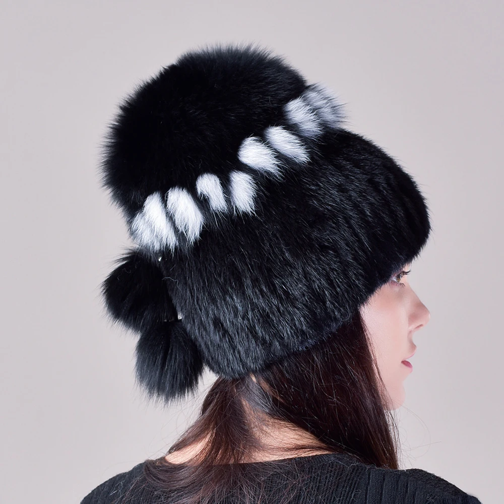 2023 Winter Thick Fur Hat  Russian  Fur Women Girl Fur   Hat Winter Outdoor Earwarmer Cap