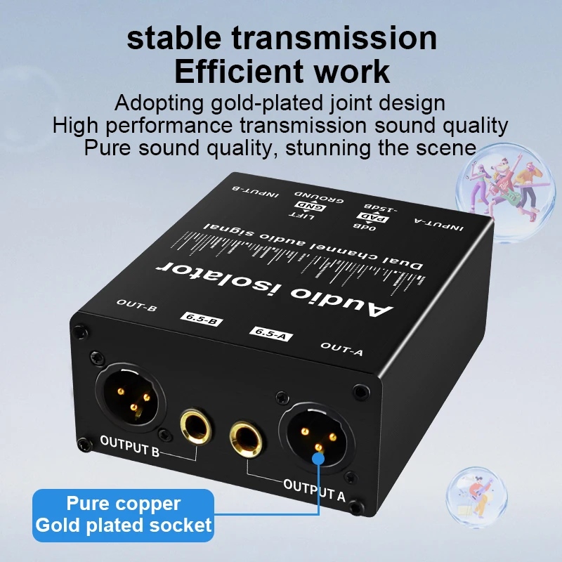 2-Channel XLR Audio Isolator Noise Reduction Filter Eliminates Current Noise 6.5 XLR Mixer Audio Isolators Dual-Channel 6.5 XLR