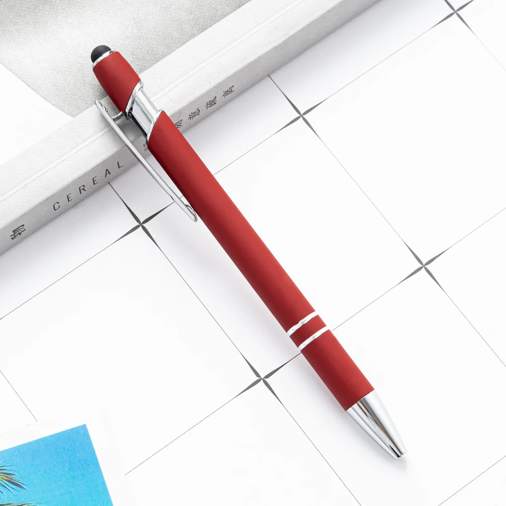 100 stks/partij Metalen Business Balpen 2 In 1 Met Universele Touch Screen Stylus Pen School Kantoorbenodigdheden Gratis Aangepaste Logo