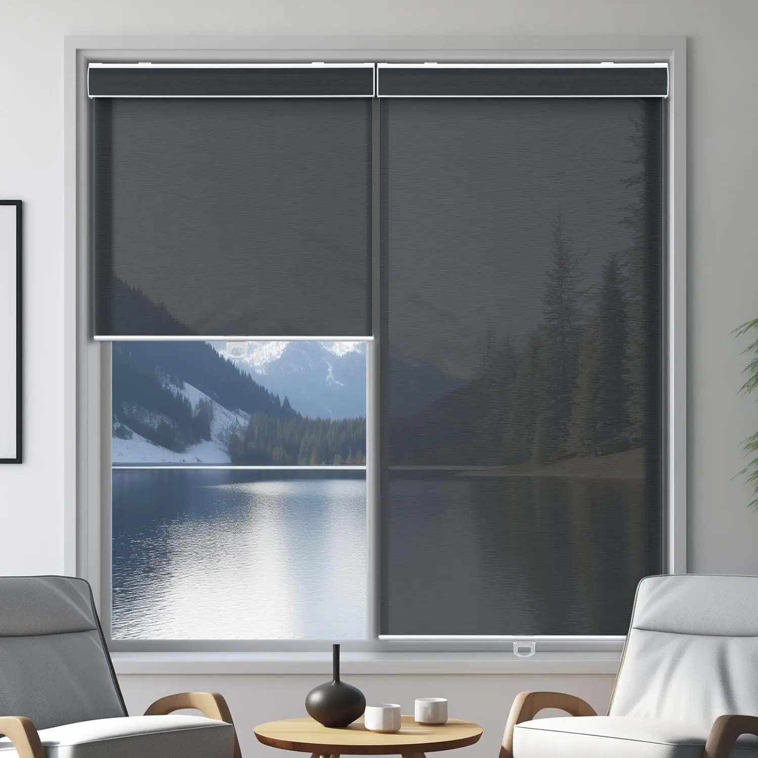 Cordless Roller Shades Luxury for Living Room and Office, Transparent Window Blinds, UV Protection, Custom Size