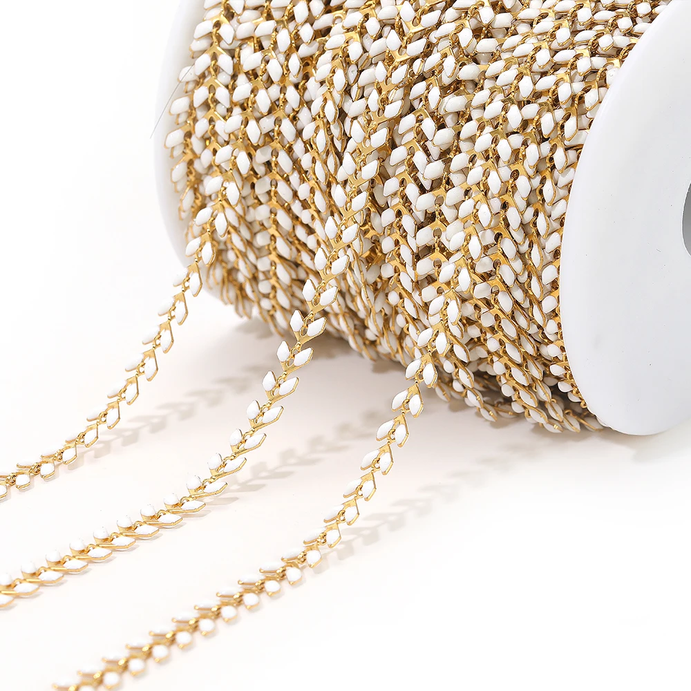 1 Meter Edelstahl-Flachketten in Weißer Emaille für DIY-Schmuckherstellung, Ohrringe, Armbänder, Halsketten-Zubehör – Detail 9