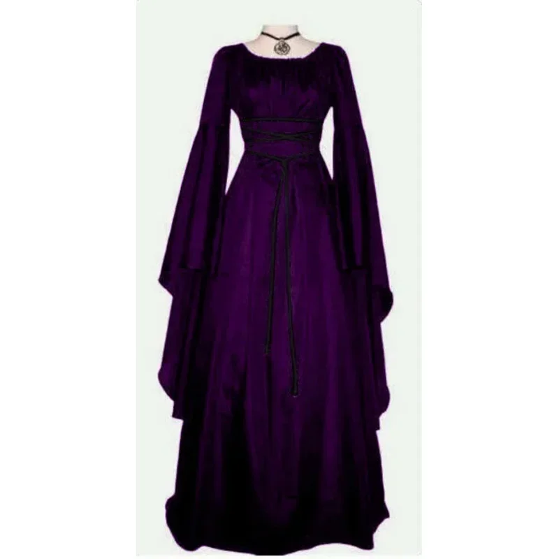 Ason high quality 2019 vintage style women Gothic dress floor length women cosplay dress retro long gown dress