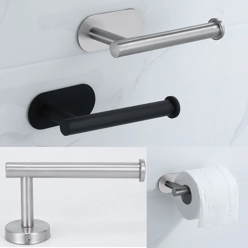 Toilet Roll Paper Towel Toilet wall Holder Stainless Steel Organizers holder bathroom Self Adhesive Punch-Free Rack Tissue O1