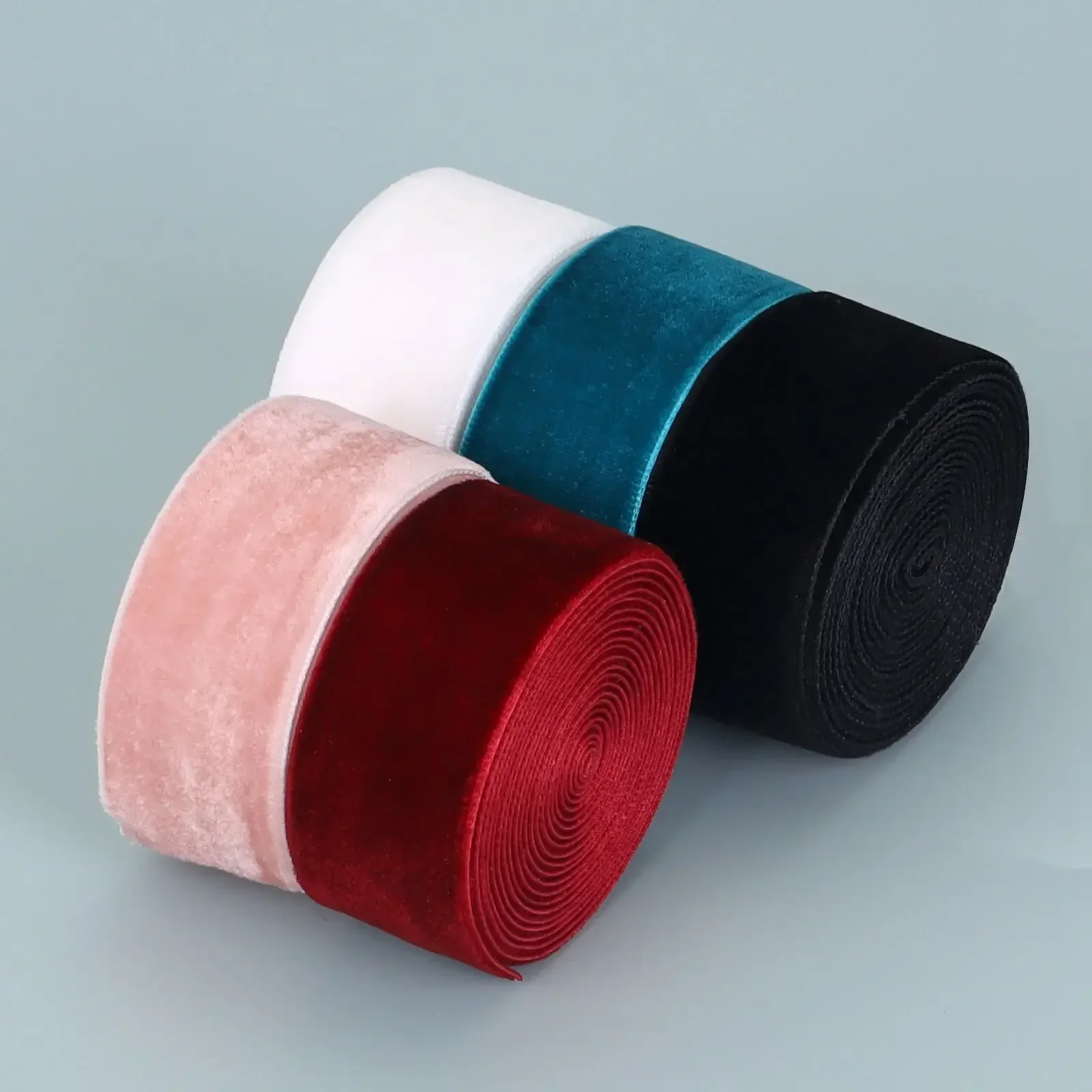 2 Yards 10-25mm Colour Single Face Line Polyester Velvet Ribbon DIY Bowknot Handmade Christmas Ribbon Gift Wrapping Party Decor