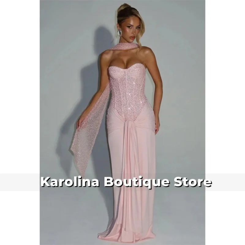 

Strapless Sleeveless Wedding Party Dresses Customized Back Zip Mermaid Evening Dresses Beaded Elegant vestidos de fiesta