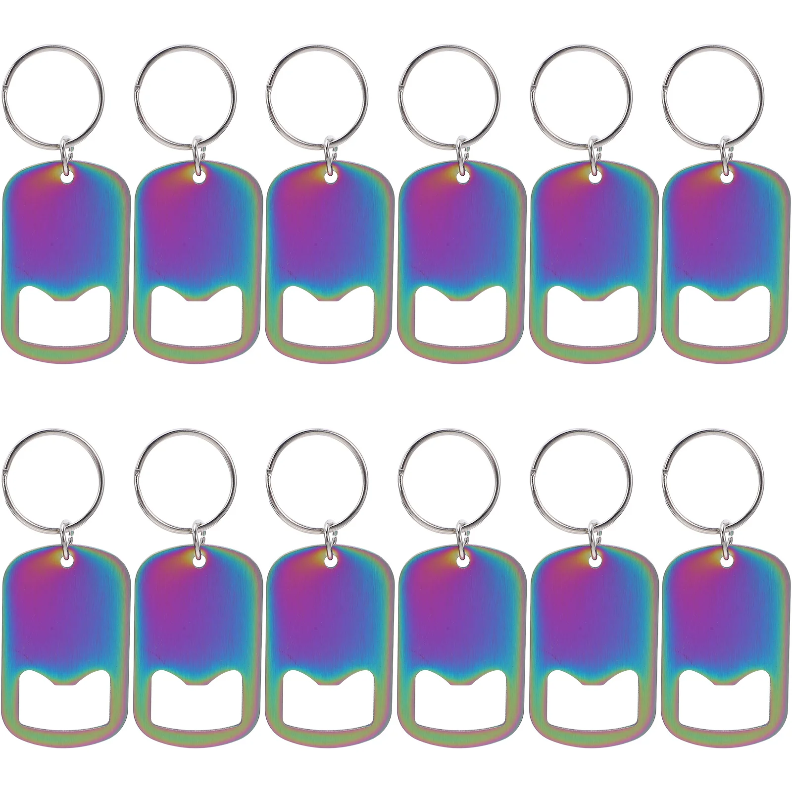 

12Pcs Portable Stainless Steel Bottle Opener Keychain Colored Compact Beer Cap Remover Pocket Size Travel Bar Kitchen Tool