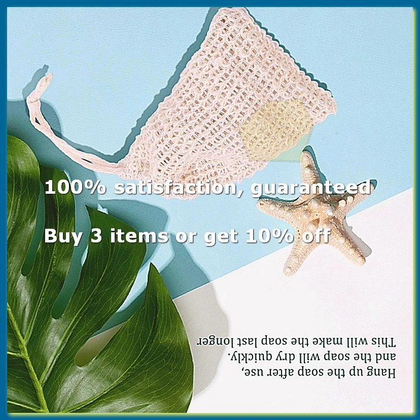 10 Pack Natural Sisal Soap Bag Exfoliating Soap Saver Pouch Holder-AD33