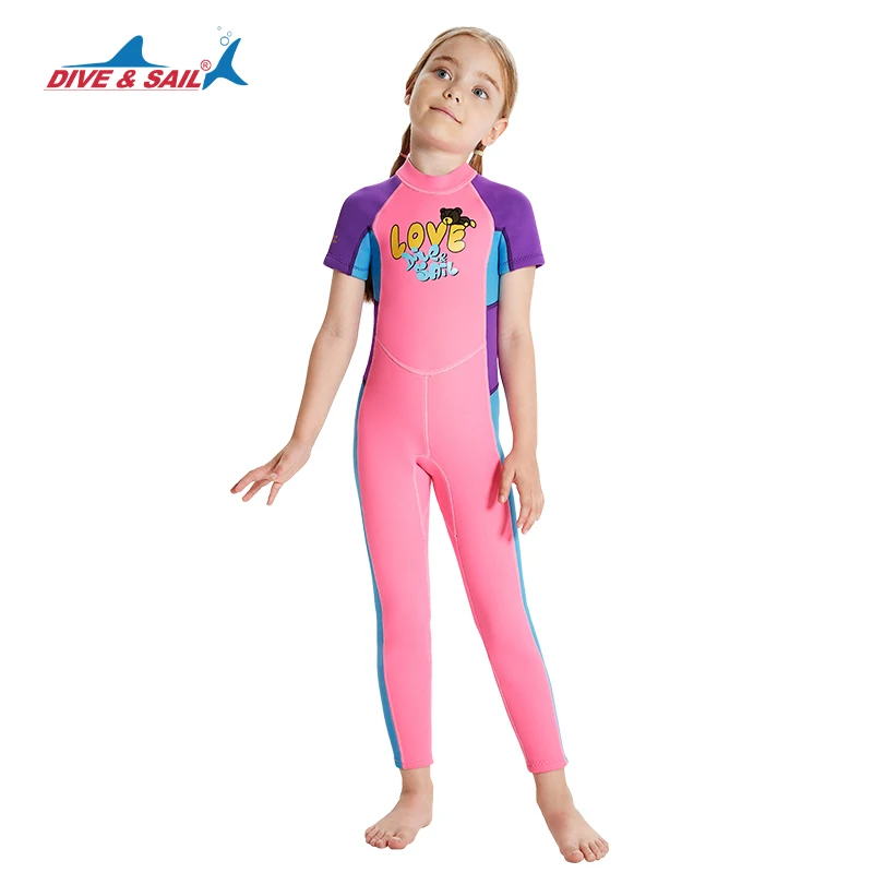 Crianças Wetsuit 2.5mm Neoprene Full Body Wet Ternos para Meninos Meninas One Piece Manga Curta para Natação Mergulho Surf Freediving