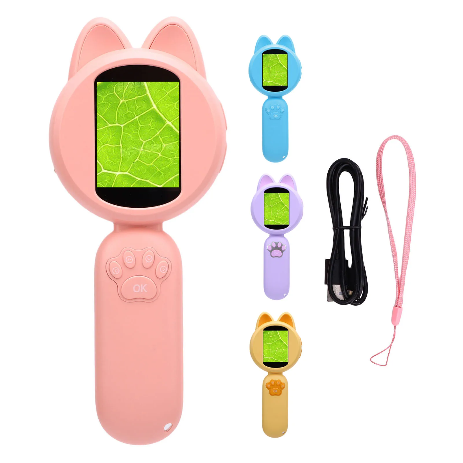 Microscopio digitale IPS da 2 pollici Microscopio portatile con zoom 4x per bambini con microscopio a moneta da 8 LED per esterni per piante, STEM, visualizzazione su PC