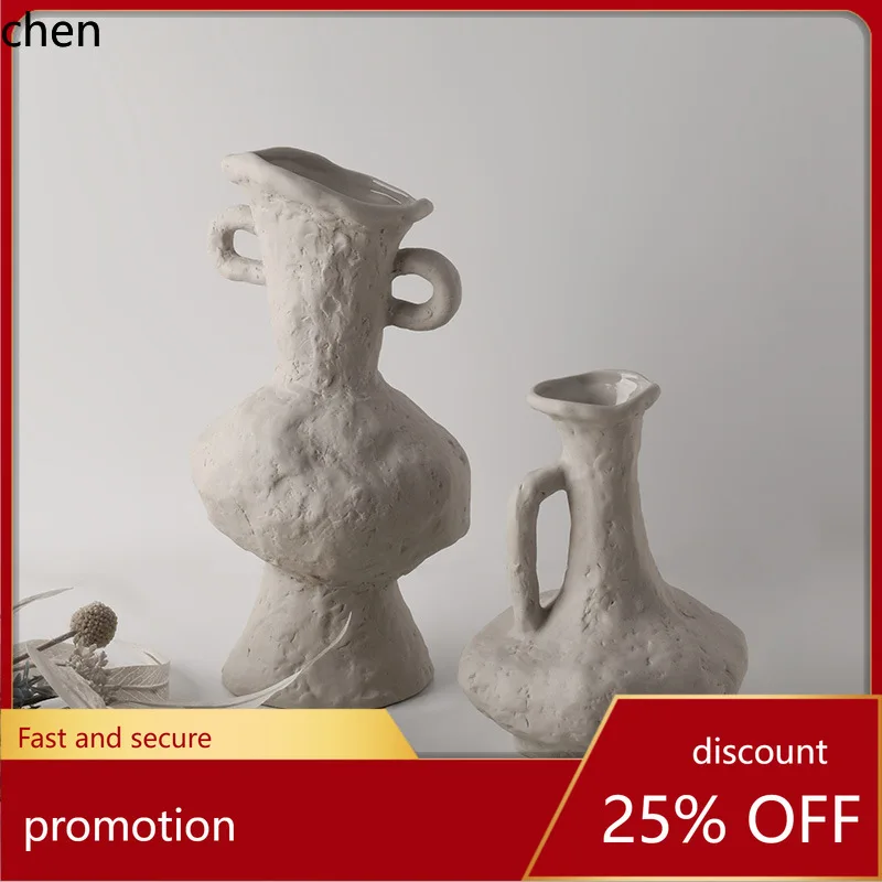 

YFY Wabi-sabi plain ceramic art vases wholesale home decor homestay decorations ceramic flower vessels