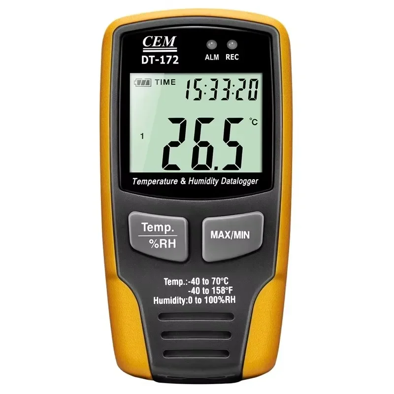 CEM DT-172 High Precision Temperature Humidity Data Logger Record 32000 Data Sound Light Alarm IP65 Rated for