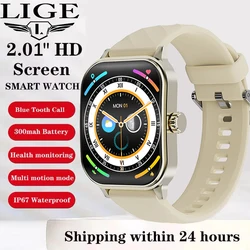 LIGE-Montre connectée étanche pour homme et femme, écran incurvé 3D 2.01 