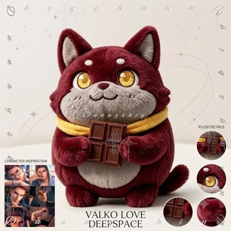 20cm Love and Deepspace Badge New Role Valko Sitting Body Plush Cotton Stuffed Wigs Cute Bed Decor Anime Style Halloween Decor view 3