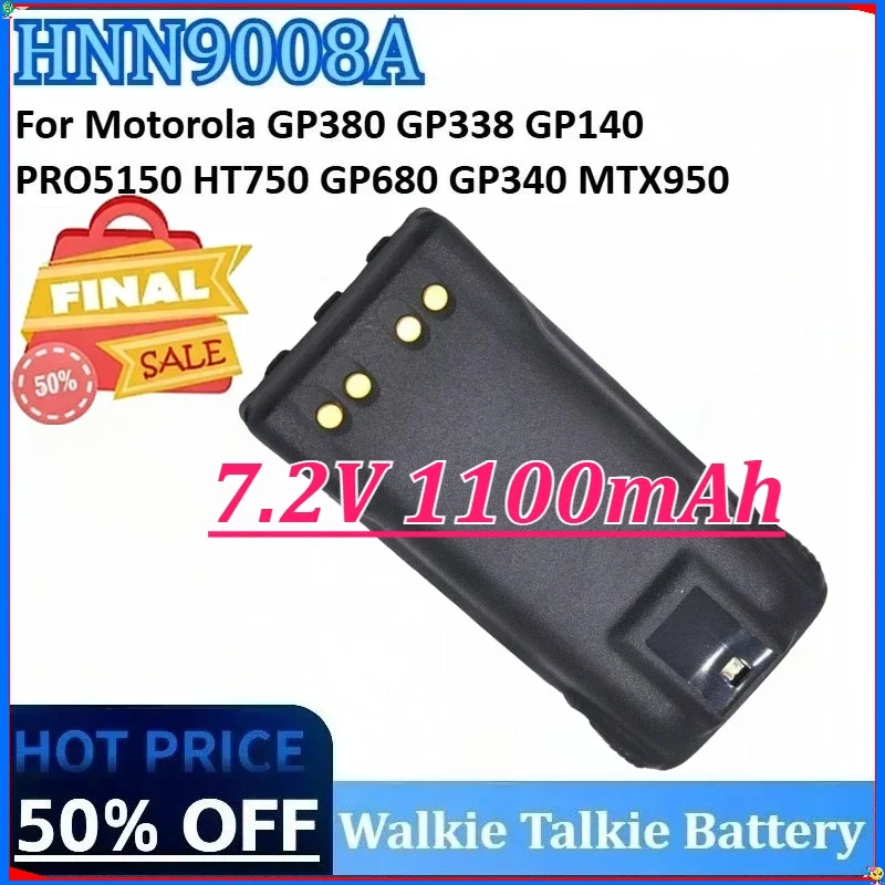 [HNN9008A] for Motorola GP380 GP338 GP140 PRO5150 HT750 GP680 GP340 MTX950 Radio Batteries 7.2V 1100mAh Walkie Talkies Battery