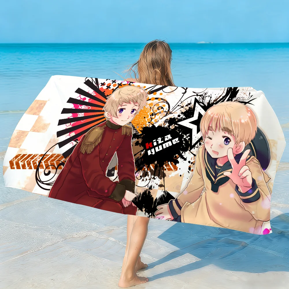 Cartoon Hetalia Axis Towel Soft Lightweight Anti-Sand Large Beach Towel Quick-Drying Bath Sports Family