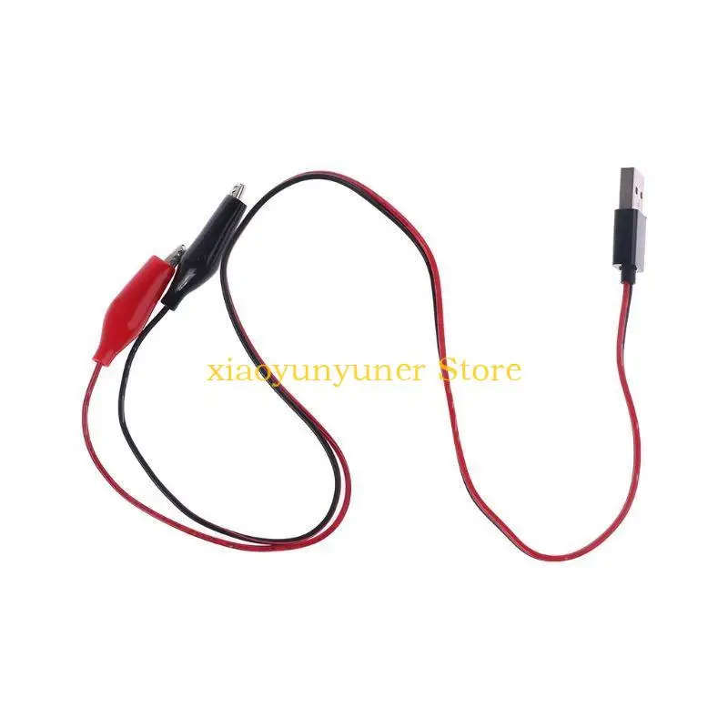 P9JB 55cm Alligator Test Clips Clamp to USB Male Connector Power Supply Adapter Wire Cord Line Accessories Replacement