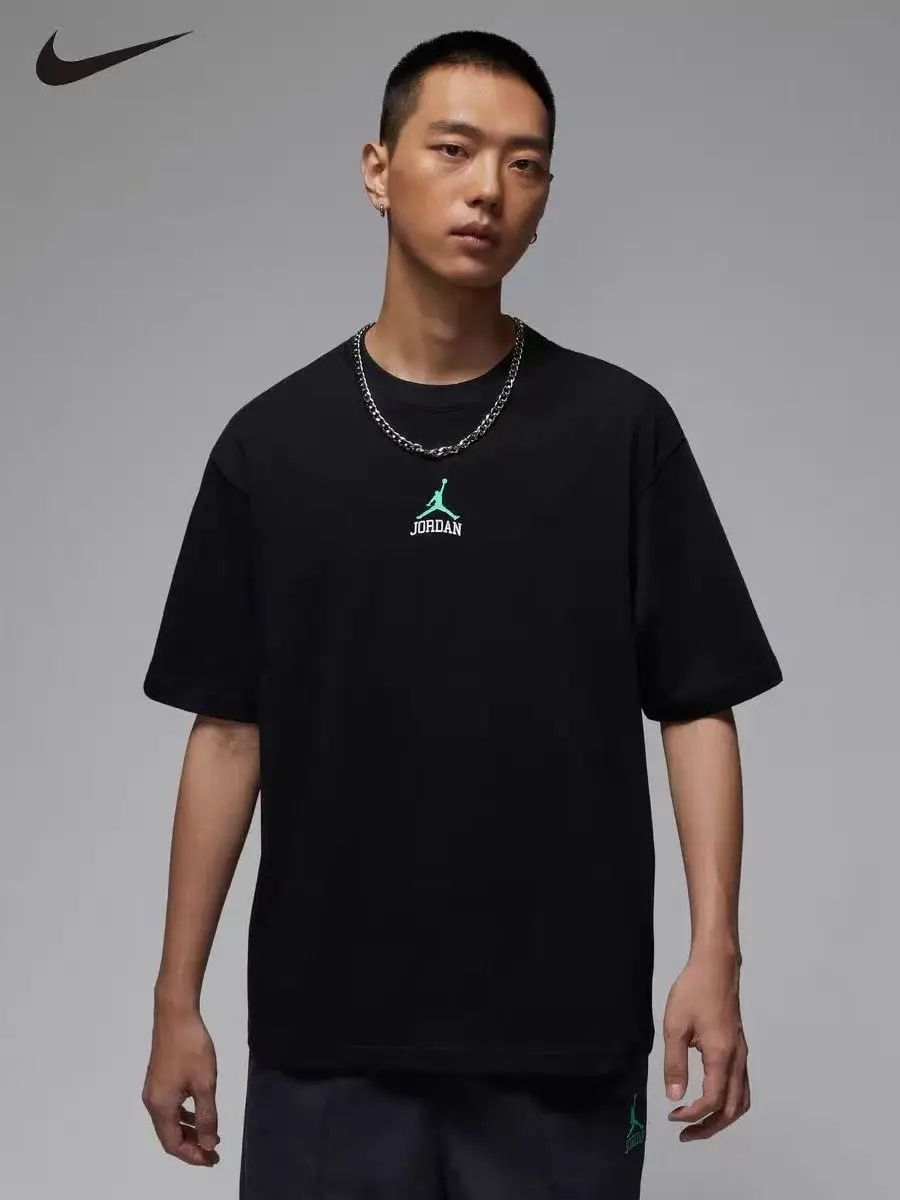 Nike Jordan Men Crew Neck T-shirt New Summer Retro Loose Fit Short Sleeve Tops with Back Logo Casual Daily Sports Tee IM3354-010