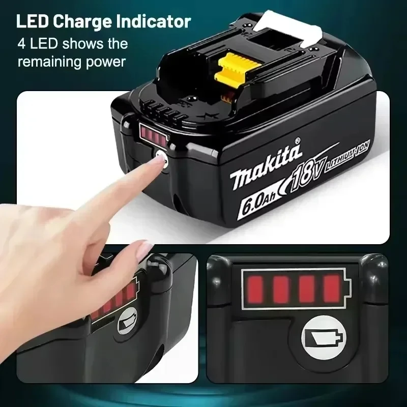 Makita 100% Genuine 18V 6Ah for Makita 18V Battery BL1860B BL1840 BL1850B BL1850 BL1860 DDF487 Replacement Lithium Battery