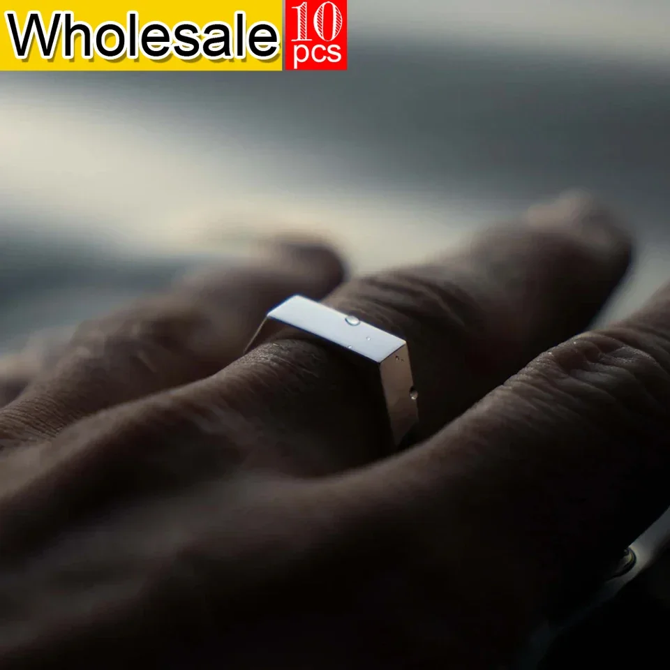 

Men's stainless steel jewelry fashion trend waterproof non fading golden ring jewelry 10pcs wholesale factory direct sales