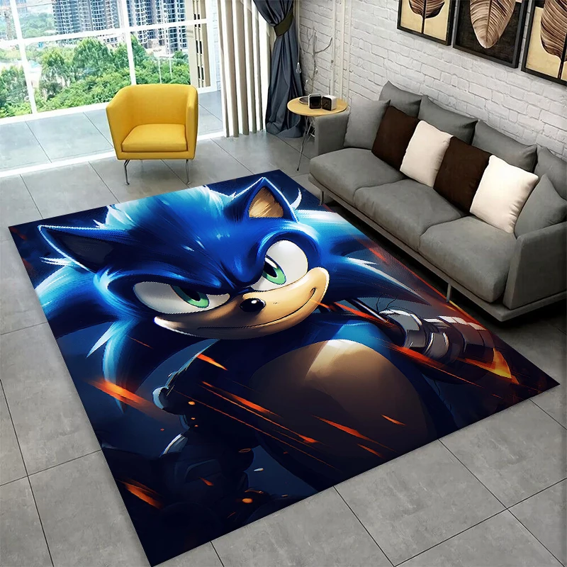 HD Retro Game S-Sonic Cartoon Non-Slip Area Rug for Living Room Bedroom Playroom,Decorative Carpet Floor Mat Home Decor Holiday