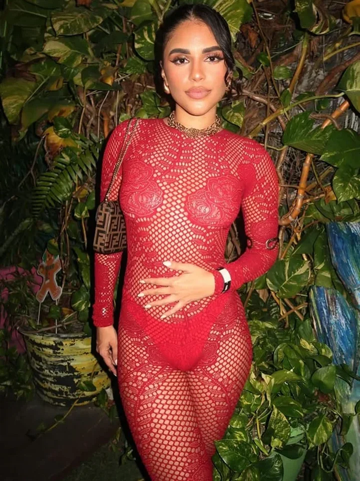 

High Stretch Hollow Out Jumpsuits For Women Fashion Long Sleeve Backless Party Clubwear Outfit One Piece Jumpsuit Rompers