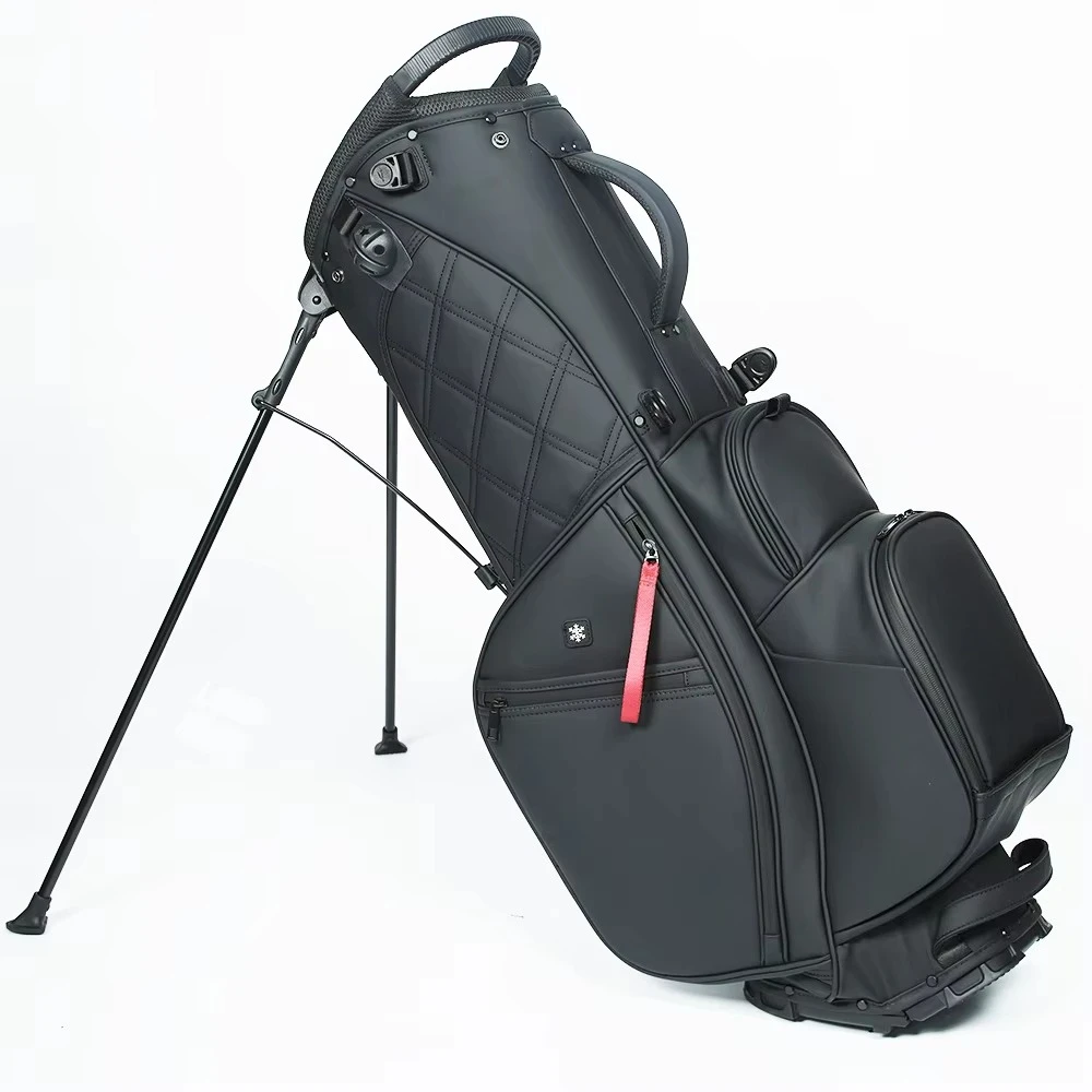 Professional 5 Way Waterproof PU Leather Durable Polyester Golf Stand Bag Black Light Gray Golf