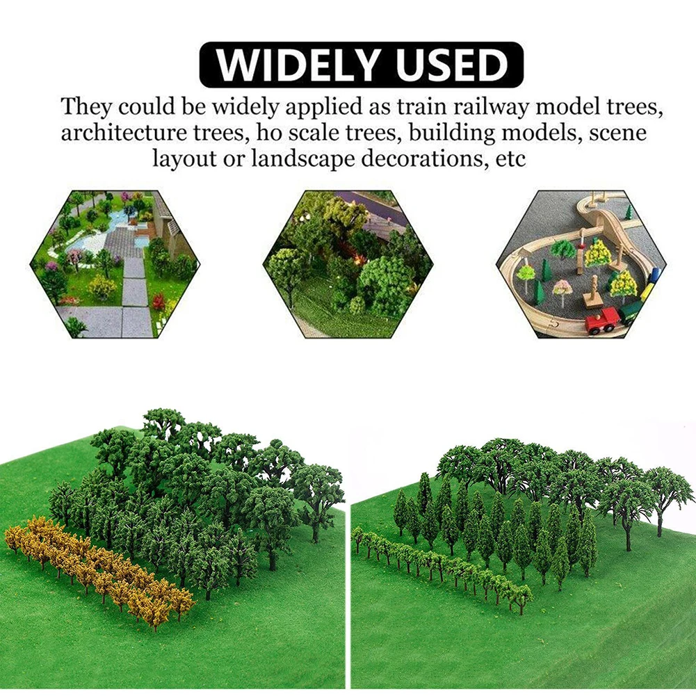 50 Stuks Plastic Bomen Model Trein Kunstmatige Miniatuur Boom Landschap Spoorweg Decoratie Gebouw Landschap Accessoires Speelgoed Voor