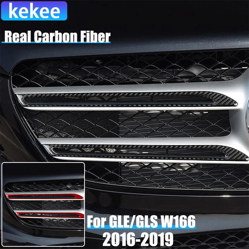 

Real Carbon Fiber Car Accessories Front Grille Decorative Cover Soft Sticker For Mercedes-Benz W166 GLE/GLS 2016 2017 2018 2019