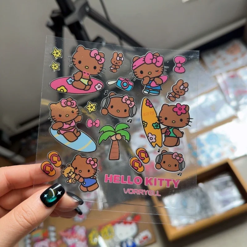 

Sanrio Hello Kitty Hawaii Blackskin наклейка Diy чашка воды чехол для мобильного телефона камера мультяшное украшение наклейка девушка награда почта