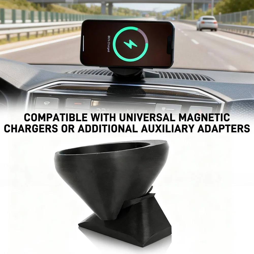 Car Mobile Phone Holder Compatible With Universal Magnetic Charger OR Additional Auxiliary Adapters For Volkswagen Skoda