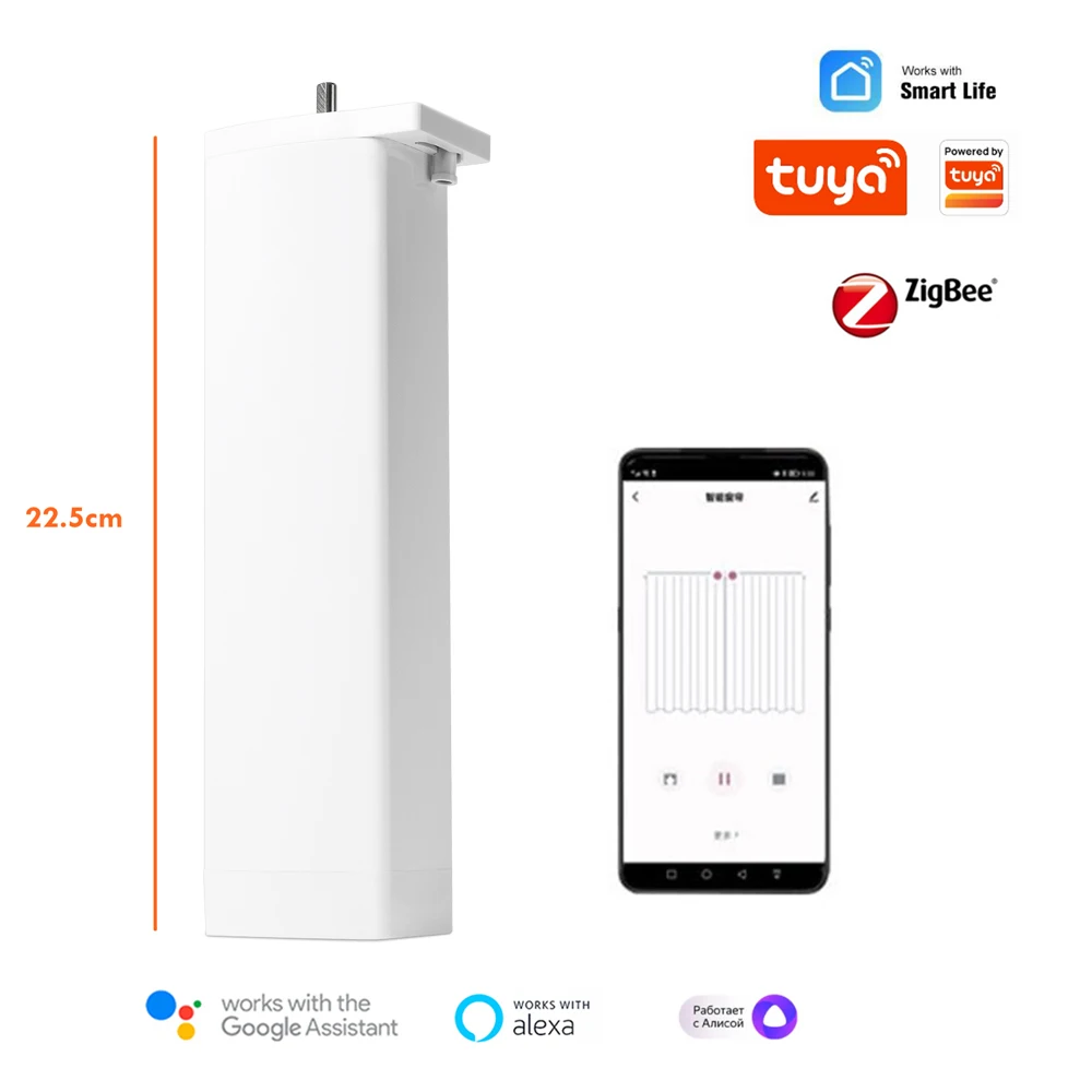 Tuya Zigbee Smart Curtains Motor 3rd Gen Shorter Electric Shutter Smart Life APP Control Work with Gateway for Alexa Google Home