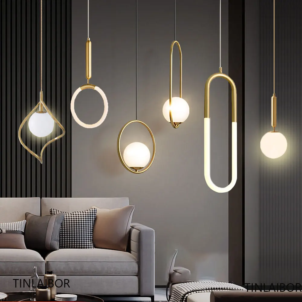 White Ball Tube LED Pendant light luxury chandelier Bedroom Bar Aisle Bedside Minimalist restaurant Background wall decoration