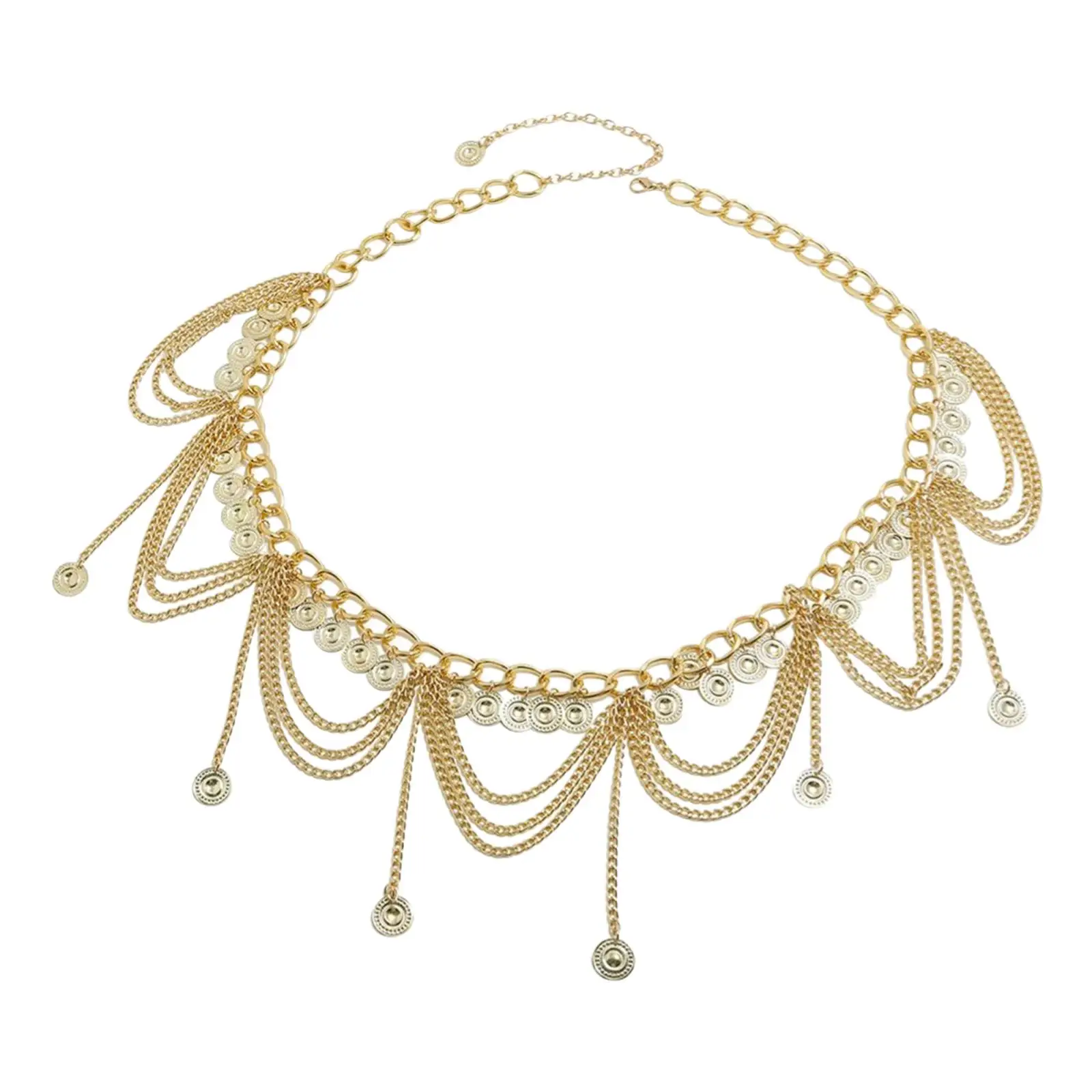Multi-Level Waist Chain Gift Punk Golden Coin Adjustable for Party Women
