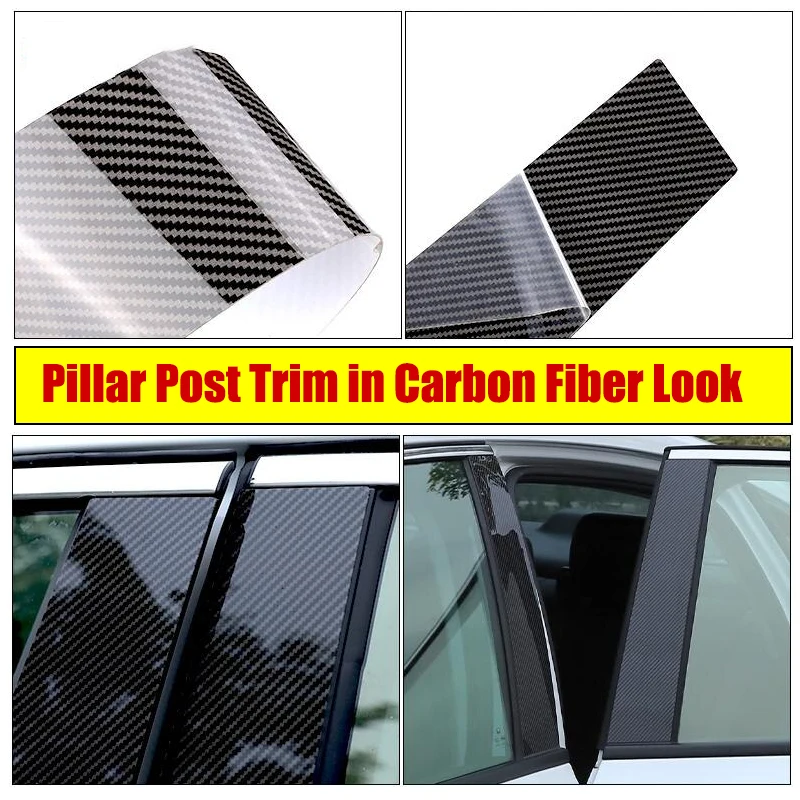 For Ford Everest 2023-2024 Car Pillar Post Door Window Trim Cover B C Column Stickers Exterior Parts Black/Carbon Fiber/Silvery