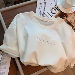 Letter Short Sleeve T-shirts Women All-match Casual Tops Thin Summer Clothing Minimalism Basic Cozy Stylish Fashion New Style