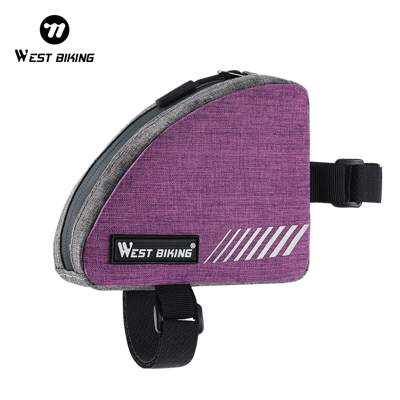 AliExpress West Biking WEST BIKING Mini Triangle Bike Bag 0.4L Bicycle Frame Front Tube Storage Bag Reflective Tear-Resistant MTB Road Bike Pannier