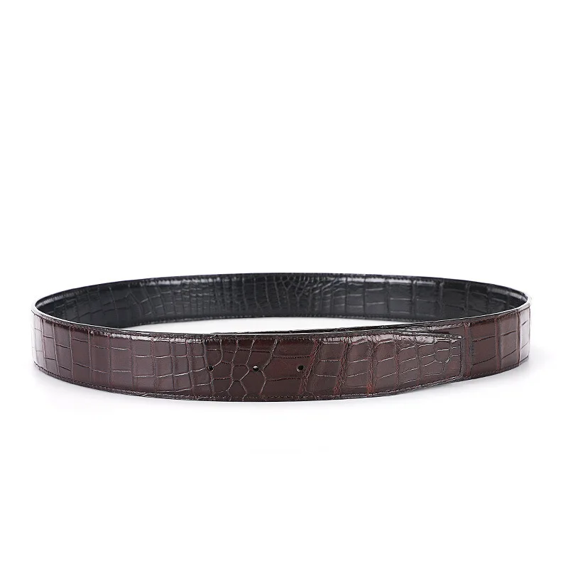 Mens belt Natural crocodile skin No Buckle Belt Matte double-sided Belt Plate buckle Belt genuine leather alligator belt for men