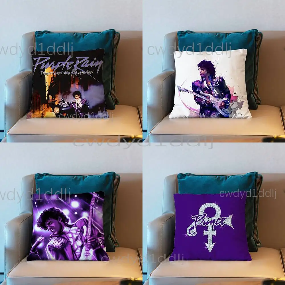 

P-PRINCE Purple Rain Pillow Case Short Plush Sofa Decorative Gift Home Double-sided Printing Cushio
